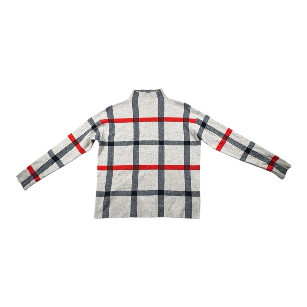 Tahari Mock Neck Checkered Sweater Beige Gray Red Women's‎ Medium
